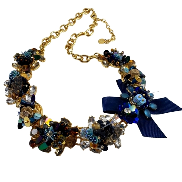 Talbots statement necklace blue teal gold purple pink stunning details - Picture 1 of 15